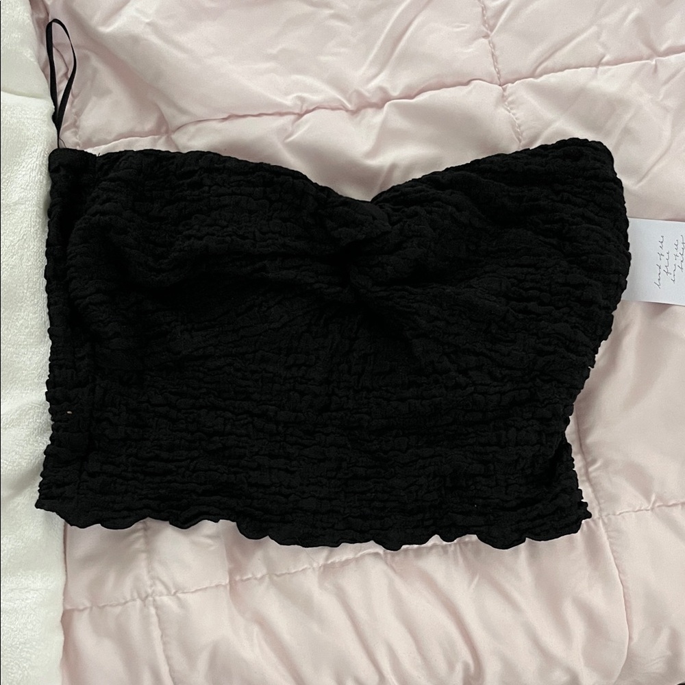Black Textured Tube Top